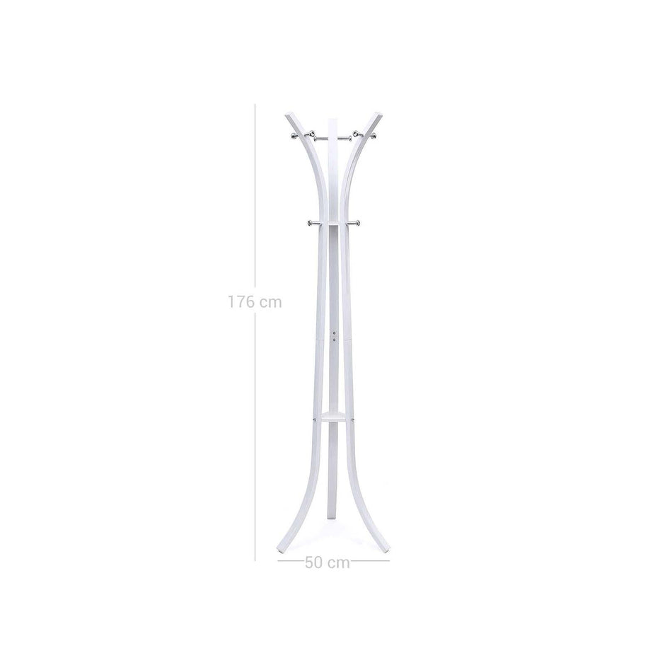 Beschichtsregal - Metall stehend Kleidungsregal - 176 cm hoch - 6 Haken - Weiß