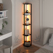 Golvlampa – med hyllor och roterbara LED remsor fotströmbrytare avlastningshylla – 4 – Svart