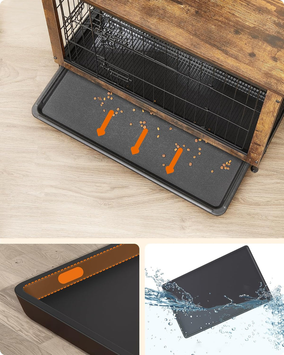 Hundekäfig - Bank - extra stark - Holz/Metallrahmen - braun