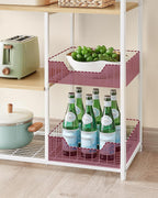 Küchenständer - Küchenschrank - Aufbewahrungsschrank - 4 Level - Metallrahmen - Holzbretter - Weiß