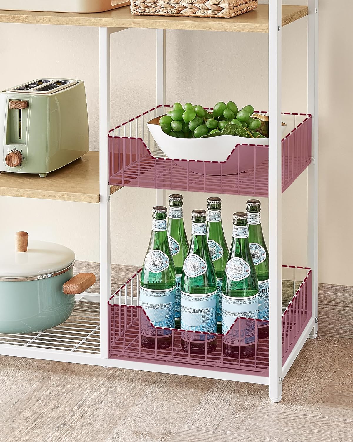 Küchenständer - Küchenschrank - Aufbewahrungsschrank - 4 Level - Metallrahmen - Holzbretter - Weiß