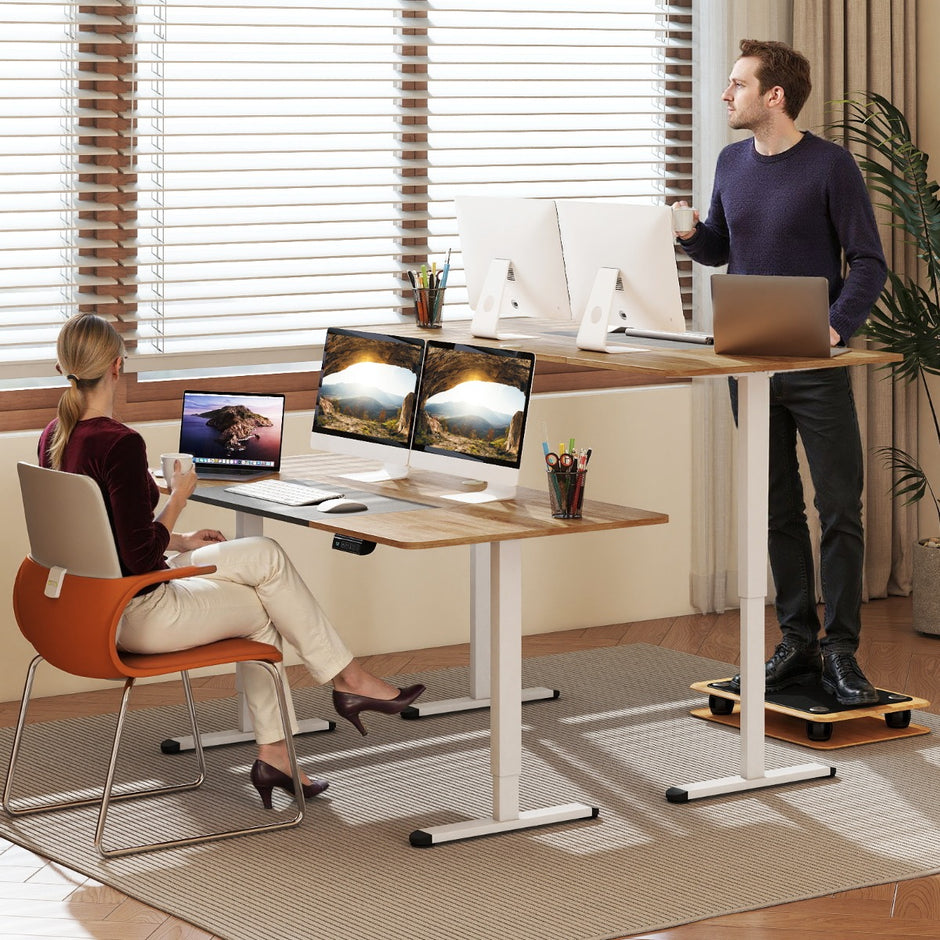 Elektriskt – ståbord höj och sänkbart skrivbord ergonomiskt sitt – 140 x 70 cm – Natur