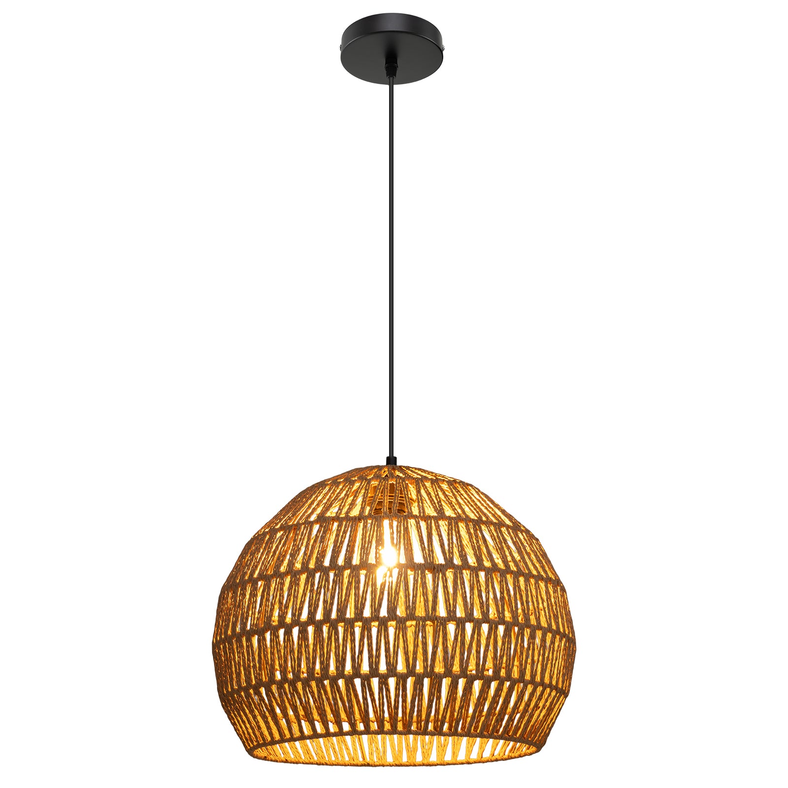 Flätad – pendellampa Boho taklampa med justerbar hänghöjd hänglampa – Brun