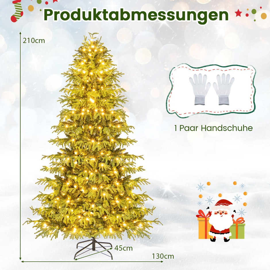 Konstgjord – julgran med belysning – 210 cm – Grön