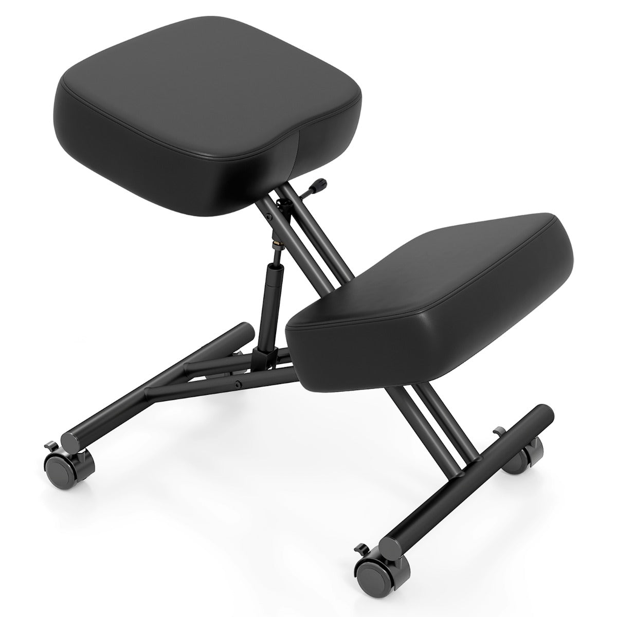 Ergonomisk – knäskåp med sned sits för smärtlindring, ortopedisk kontorsstol – Svart