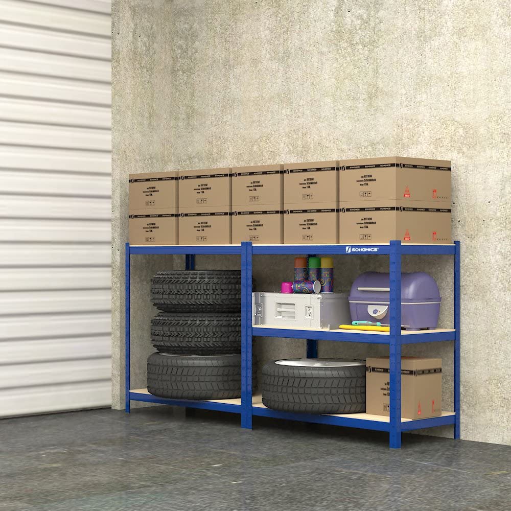 Speicherregale - 2 - Kellerschrank - 5 einstellbare Regale - Metallplanken - Blau