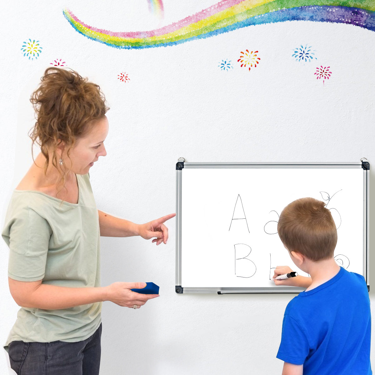 Whiteboard – med avtagbar pennbricka Aluminiumram Magnetisk – 50 x 35 cm – Vit