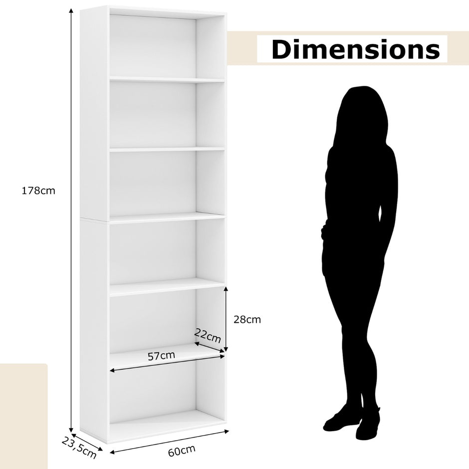 Bokhylla – med Kippskydds set Fristående Ställhylla Visning – 2 178 cm – Vit