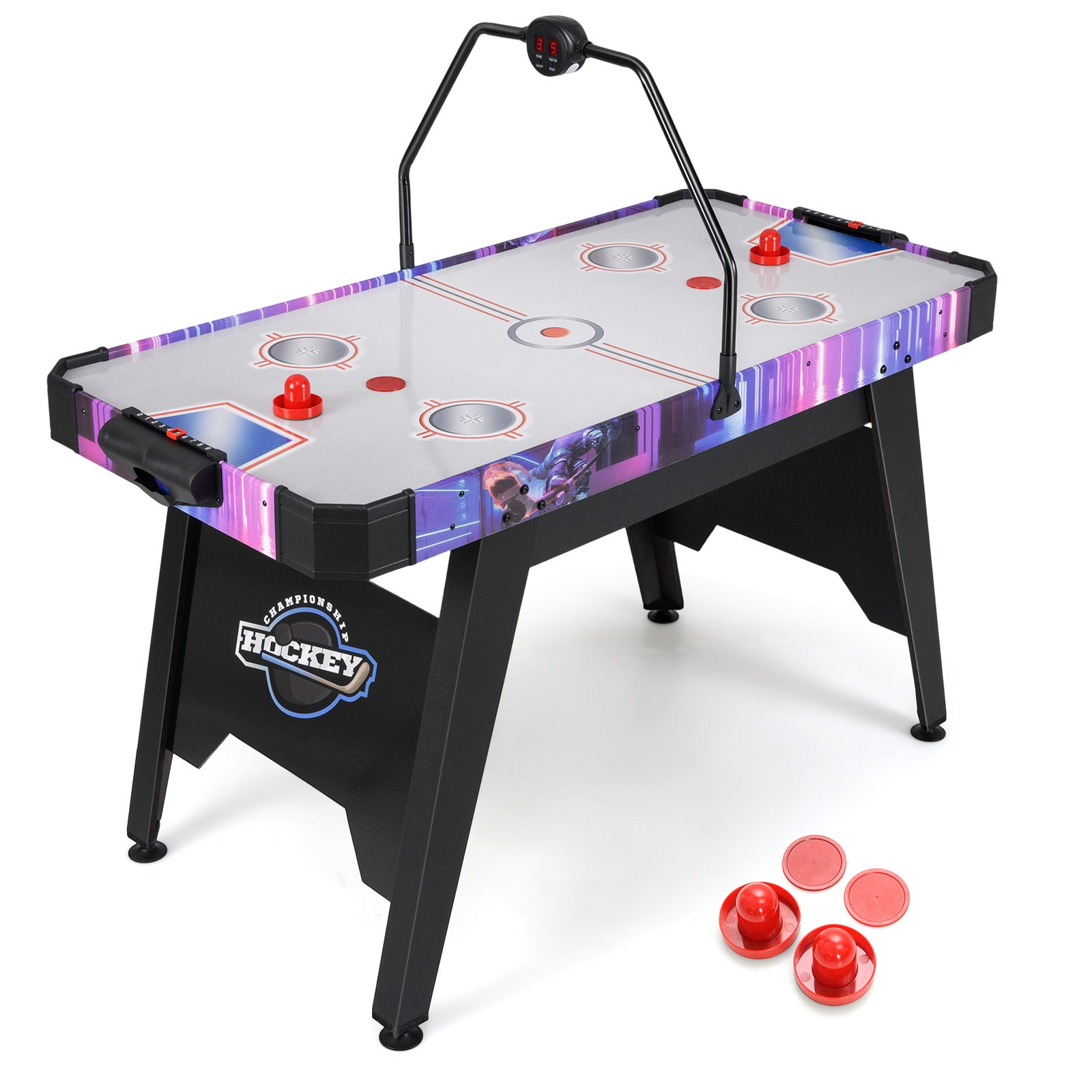 Airhockey – bord med kraftfull 12V motor och LED digitaldisplay – 144 cm – Svart