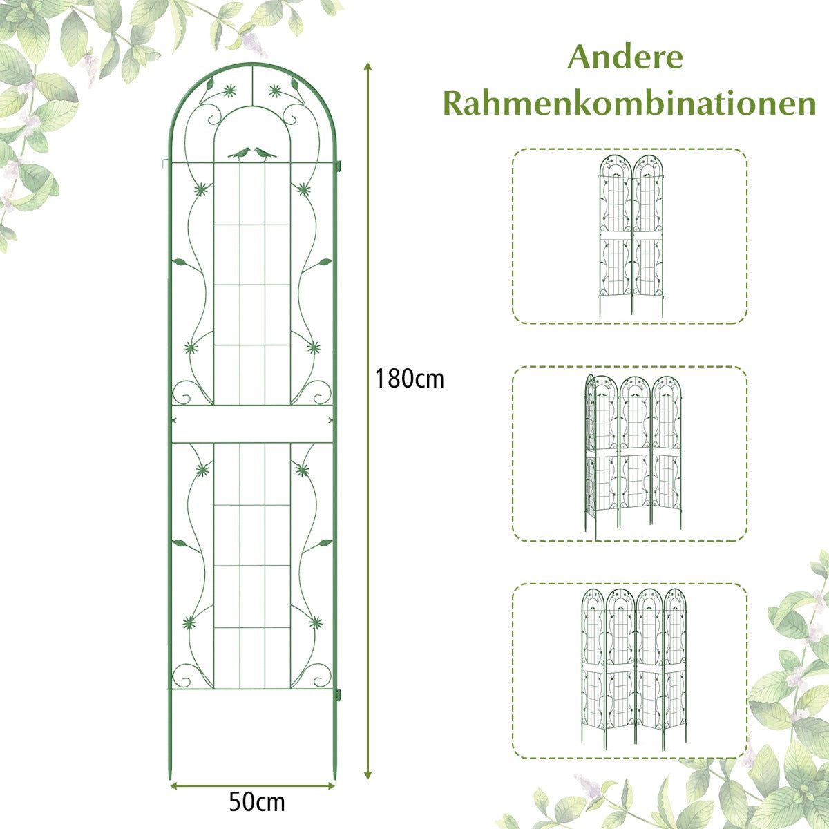 pack – metall spaljé för plantering dekorativ trädgårdsstaket fristående – 2 – Grön