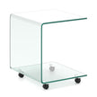 Sidobord – i härdat glas med hjul C formad Nattduksbord Soffbord Kaffebord Transparent – Genomskinlig