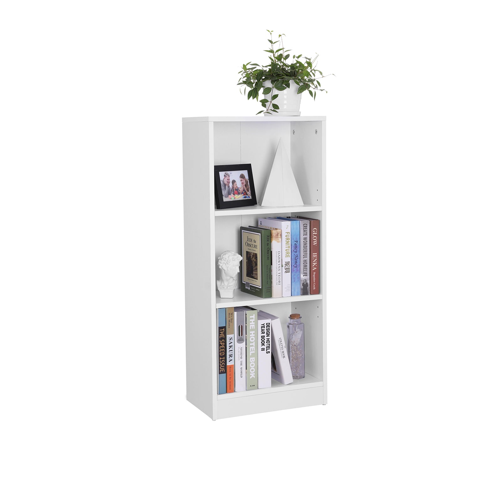 Bücherregal - einfach - mit 3 Fächern - Weiß