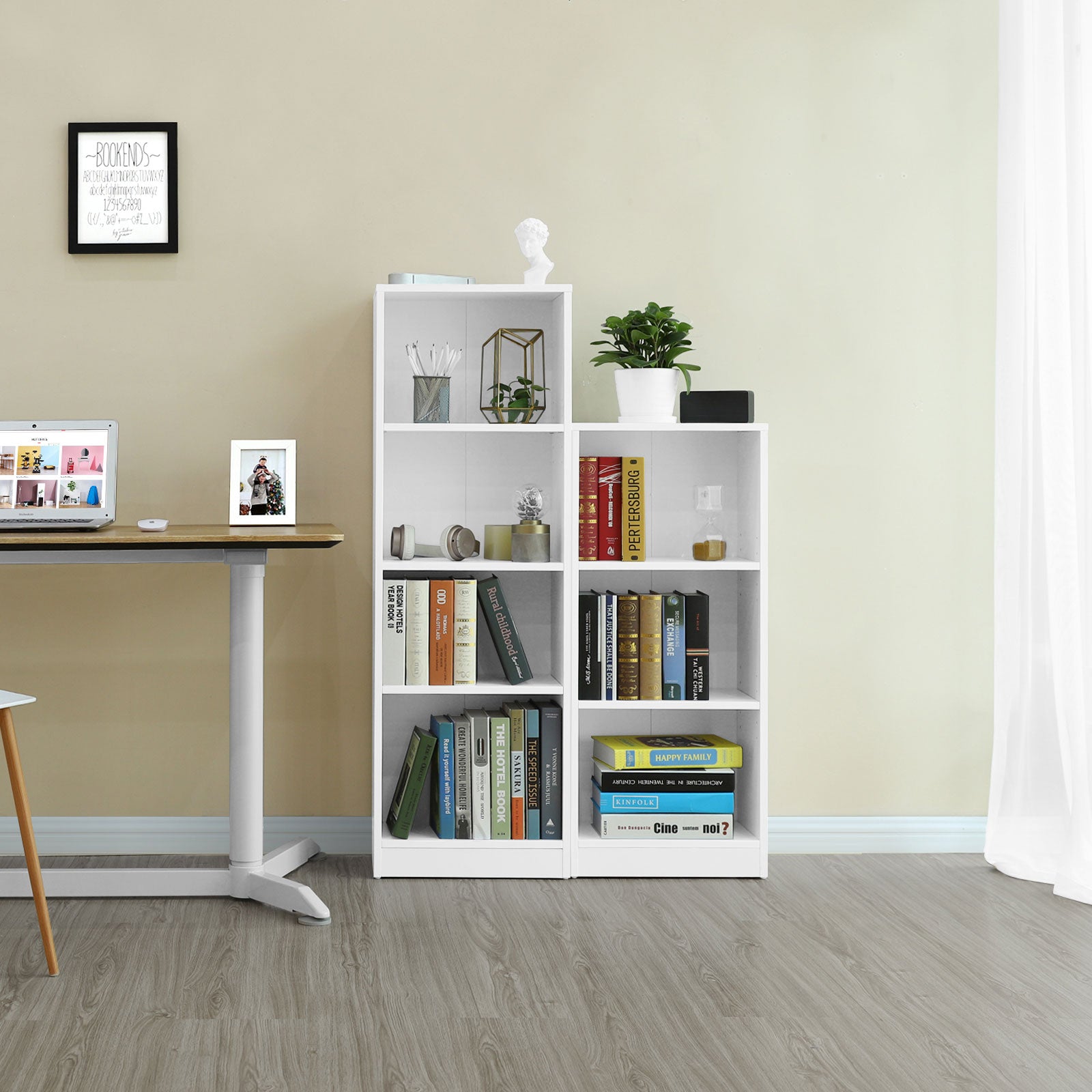 Bücherregal - einfach - mit 3 Fächern - Weiß