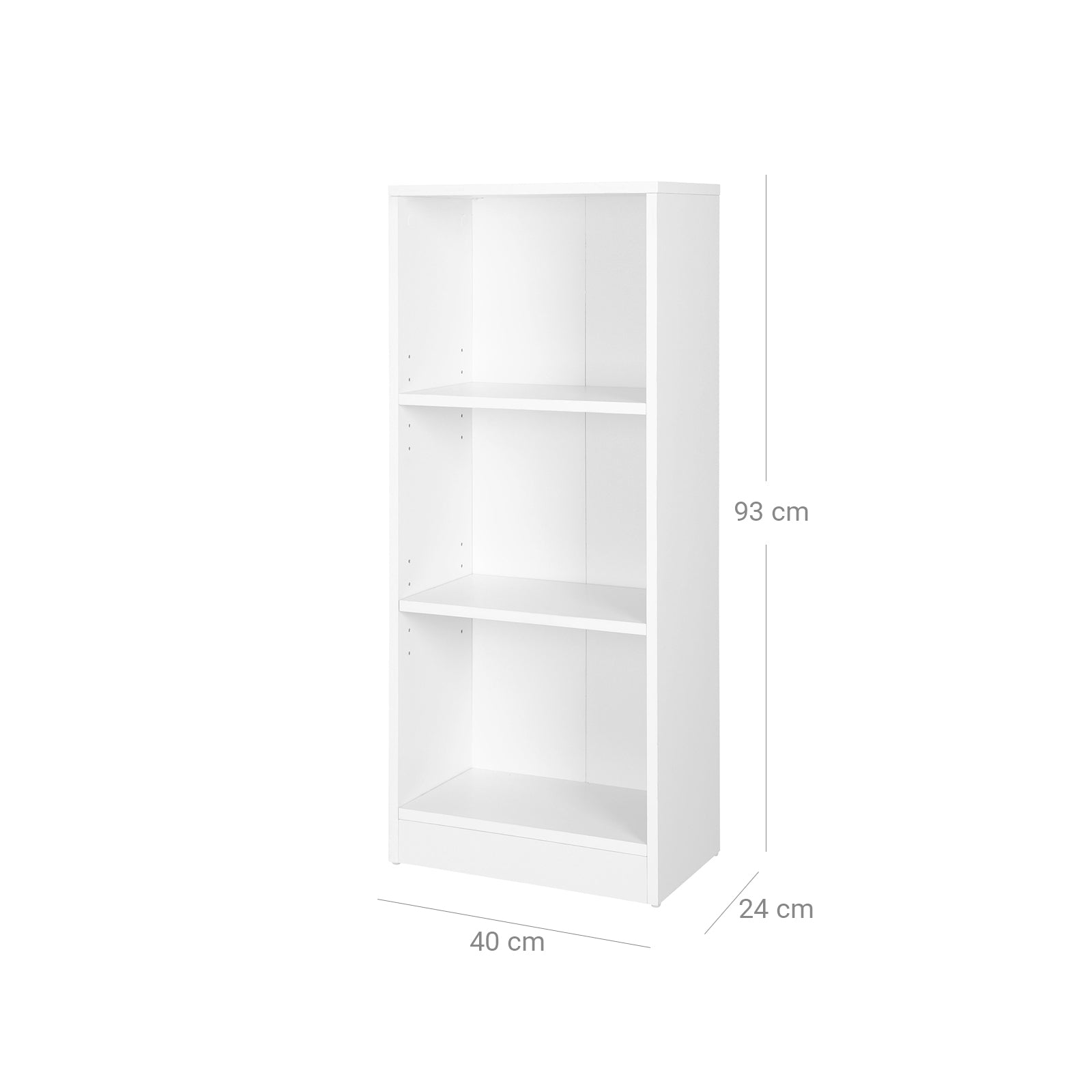 Bücherregal - einfach - mit 3 Fächern - Weiß