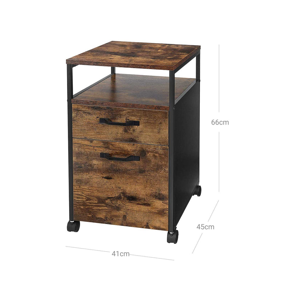 Ladeblok - Bürobox mit 2 Schubladen - auf Rädern - braun/schwarz
