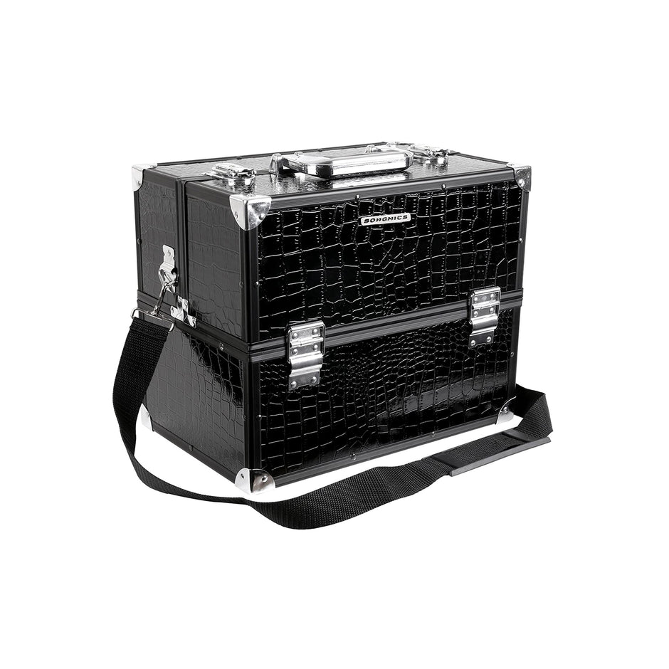 Kosmetikfall - "Croco" - Schwarz