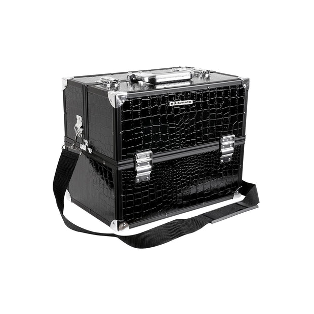 Kosmetikfall - "Croco" - Schwarz