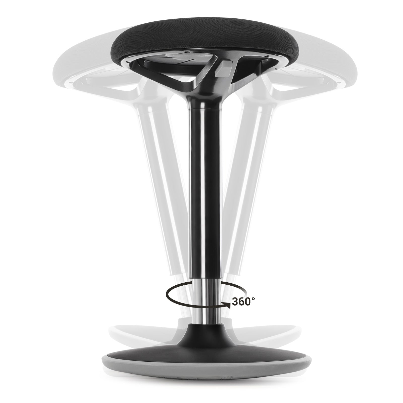 Arbeitshocker - Bürostuhl ohne Rückenlehne - 360 ° Rotatable - 50-65 cm - Schwarz