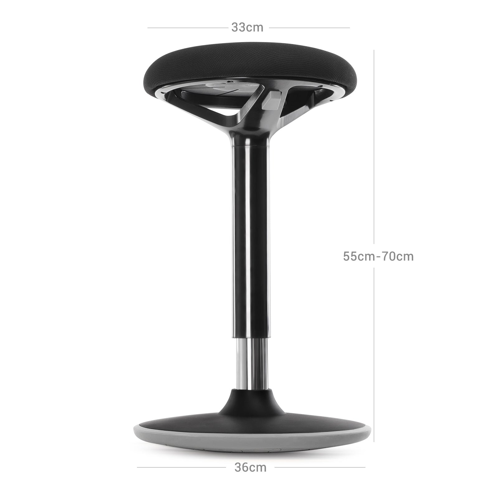 Arbeitshocker - Bürostuhl ohne Rückenlehne - 360 ° Rotatable - 50-65 cm - Schwarz