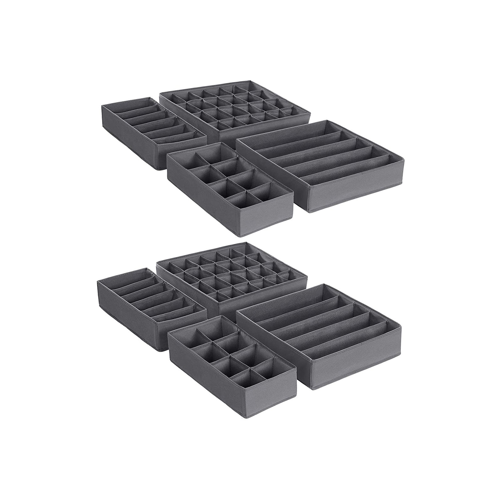Opbergdozen - Set van 8 - Lade-Organizer - Opvouwbaar - Grijs