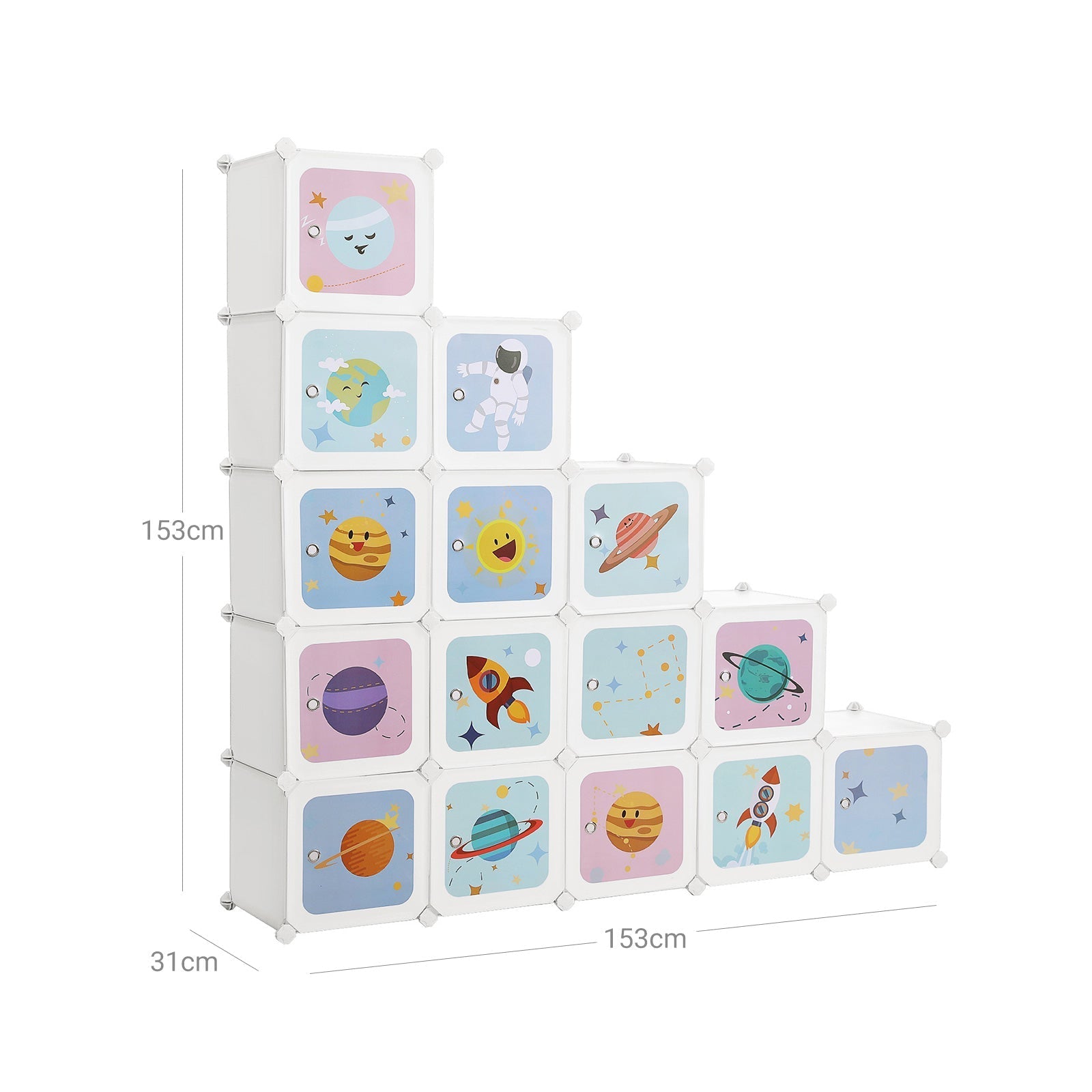 Lagerschrank - Kinderschrank mit Türen - Plastikschuh Rack - Weiß