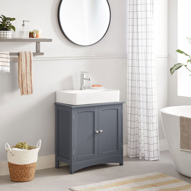 Waschbeckenschrank - Badezimmermöbel - mit 2 Türen - Landstil - Grau