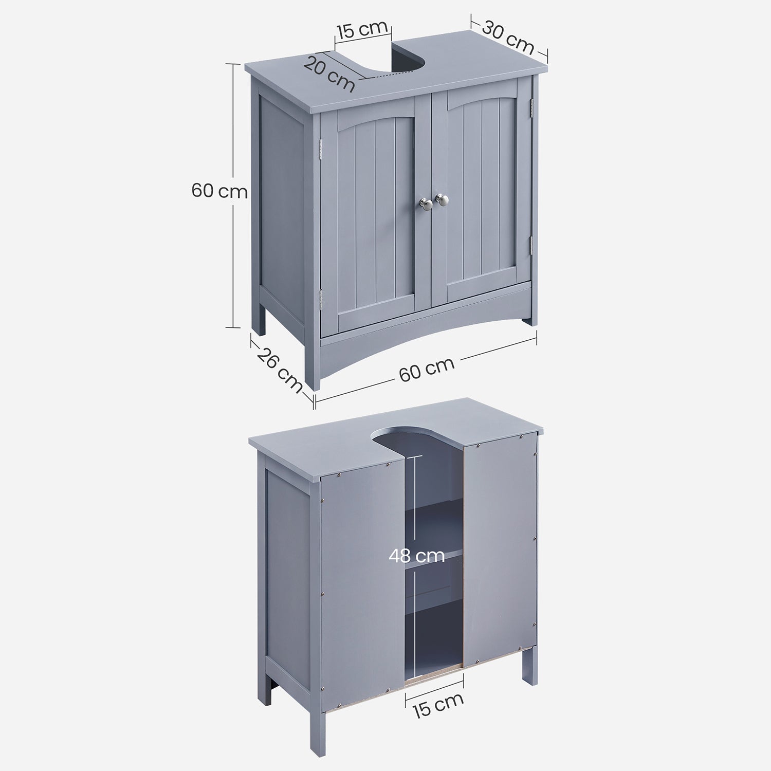 Badezimmerschrank - Wasbak Cabrice - zwei Türen - grau