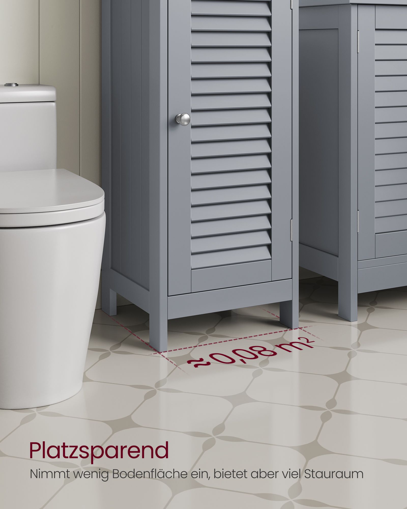 Badezimmermöbel - schmal - mit Schublade und Louvre -Tür