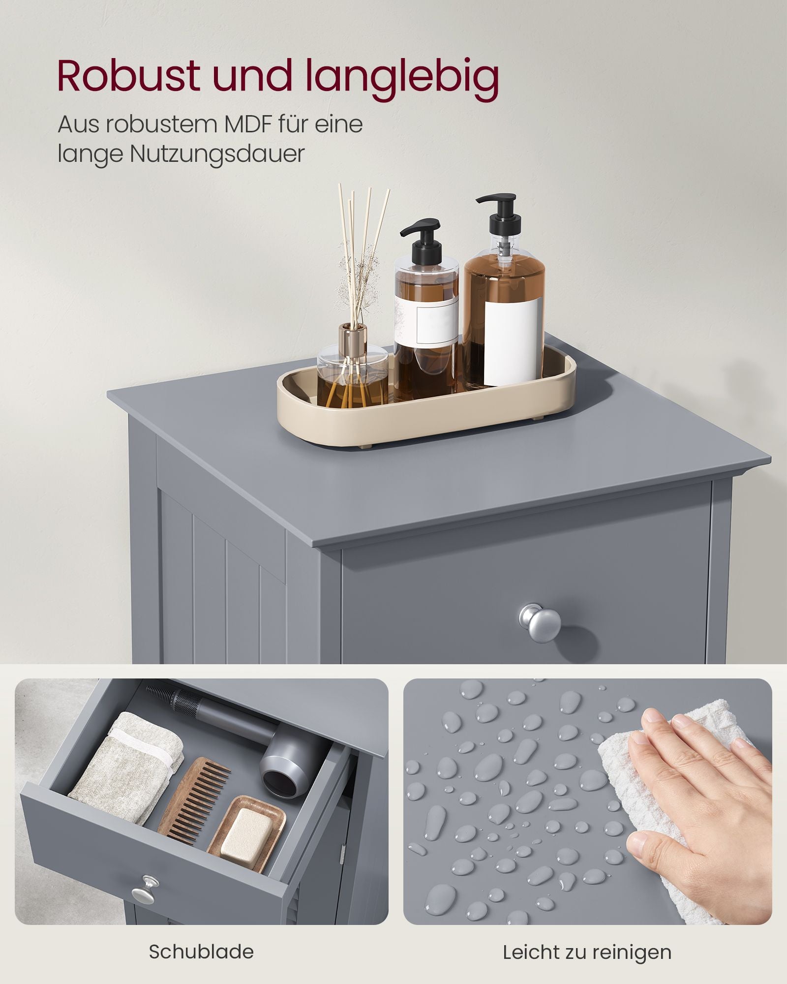 Badezimmermöbel - schmal - mit Schublade und Louvre -Tür