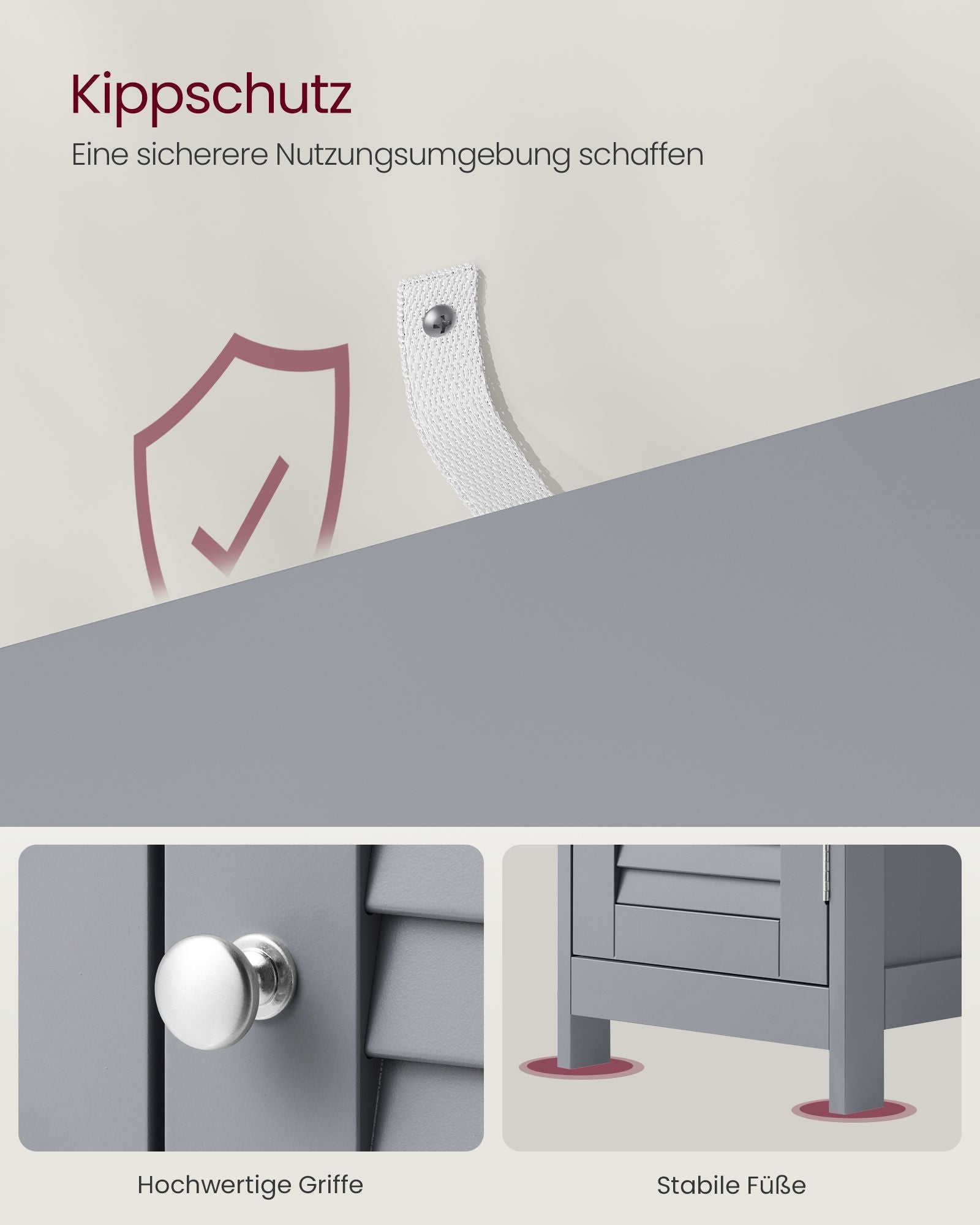 Badezimmermöbel - schmal - mit Schublade und Louvre -Tür