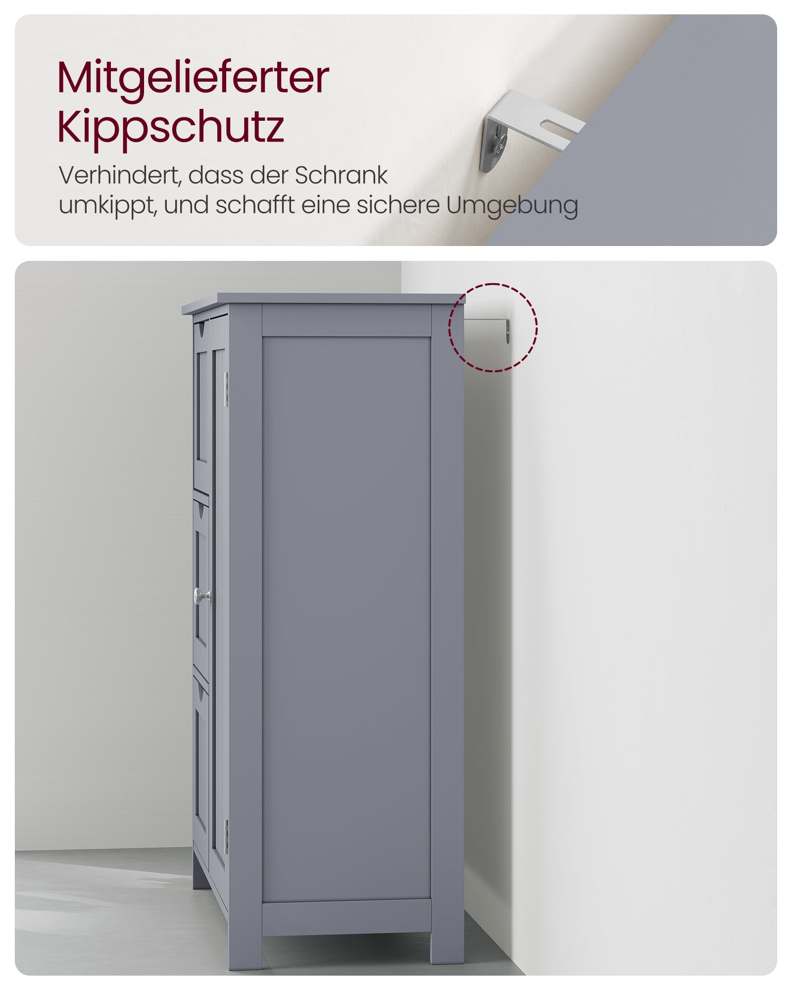 Badezimmermöbel - mit 3 Schubladen und Schranktür