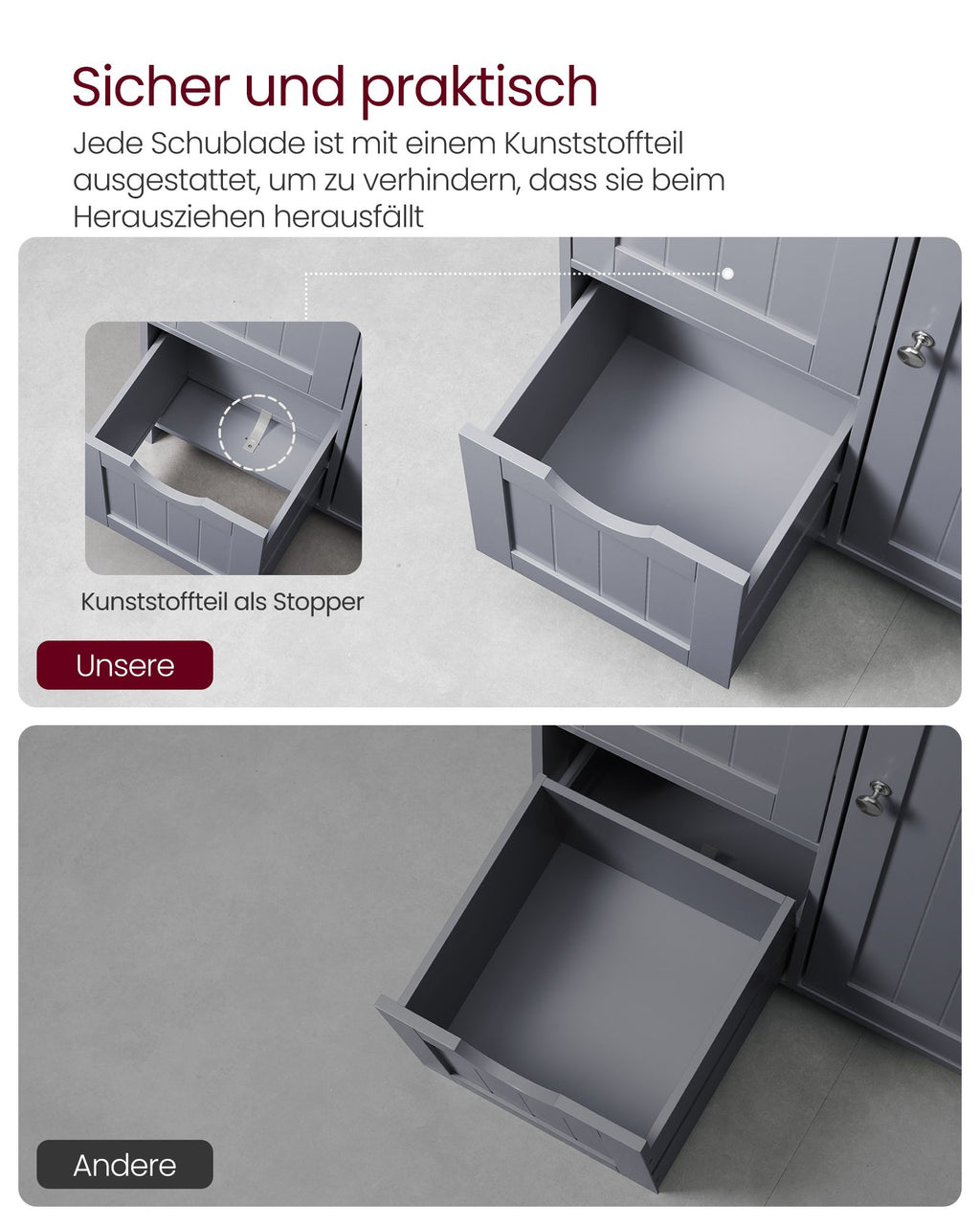 Badezimmermöbel - mit 3 Schubladen und Schranktür