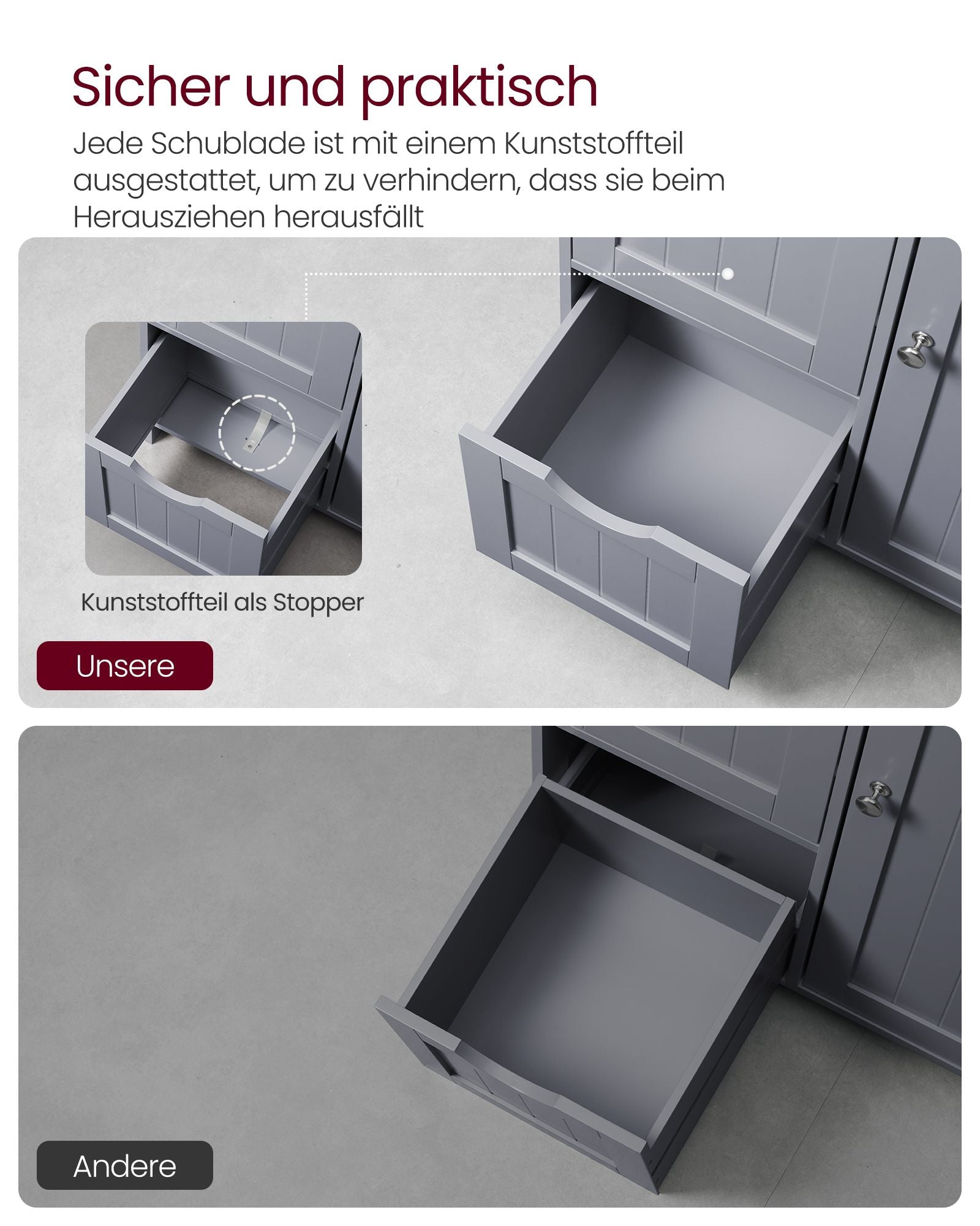 Badezimmermöbel - mit 3 Schubladen und Schranktür