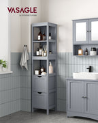 Badezimmerschrank - hoch - schmaler Stehen - Taube grau