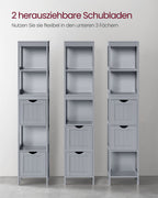 Badezimmerschrank - hoch - schmaler Stehen - Taube grau