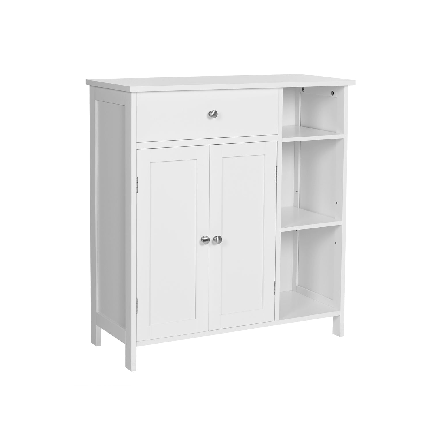 Badezimmerschrank - mit 1 Schublade - 3 Regale - Holz - Weiß