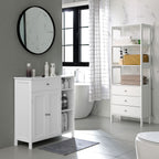 Badezimmerschrank - mit 1 Schublade - 3 Regale - Holz - Weiß