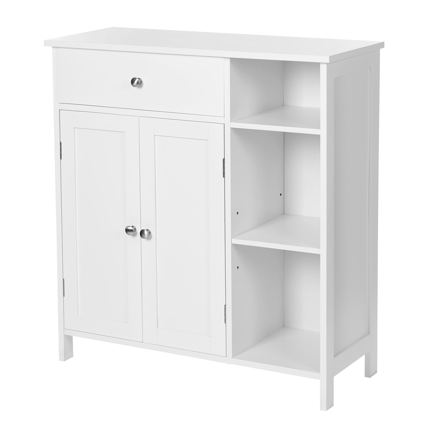 Badezimmerschrank - mit 1 Schublade - 3 Regale - Holz - Weiß
