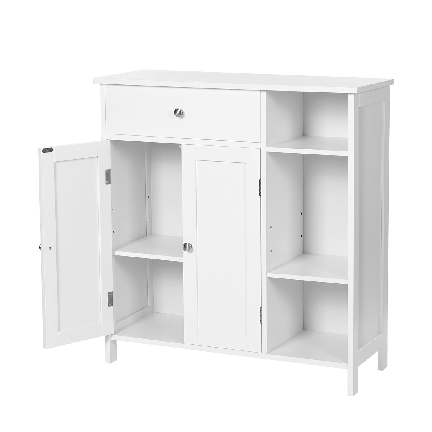 Badezimmerschrank - mit 1 Schublade - 3 Regale - Holz - Weiß