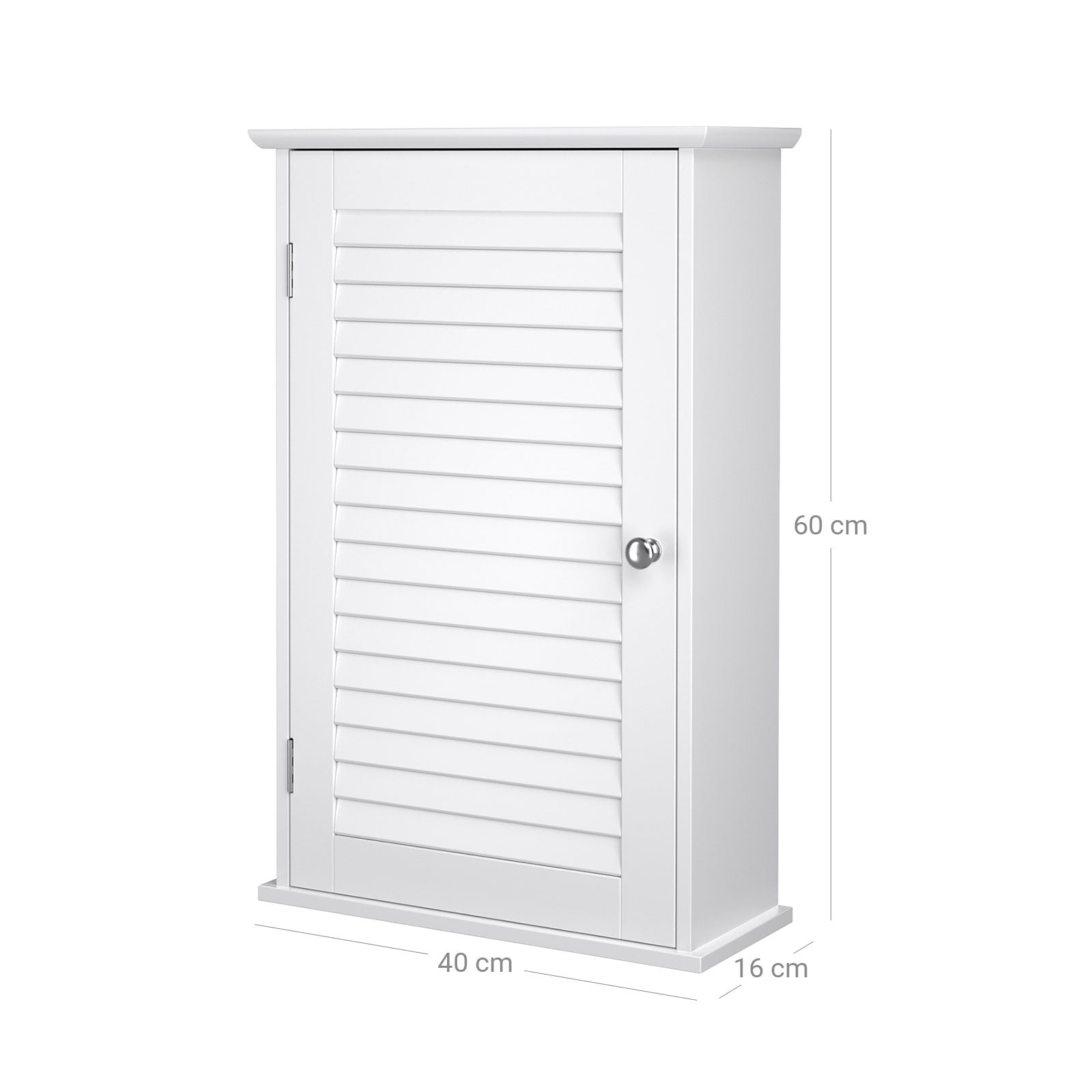 Badezimmerschrank - Wandschrank mit Tür - 40 x 16 x 60 cm - Holz - Weiß