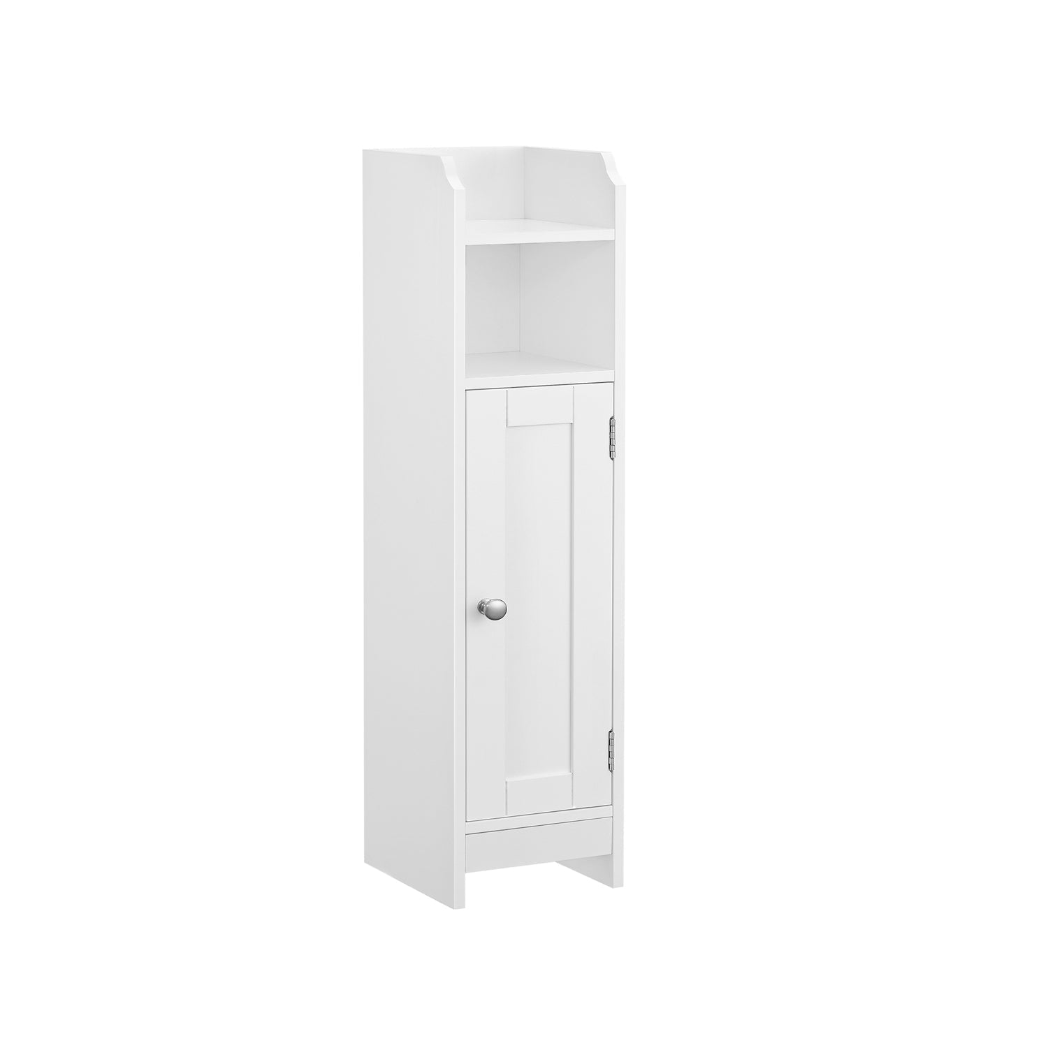 Bathroom cabinet - Narrow cupboard - With door and 2 shelves - White