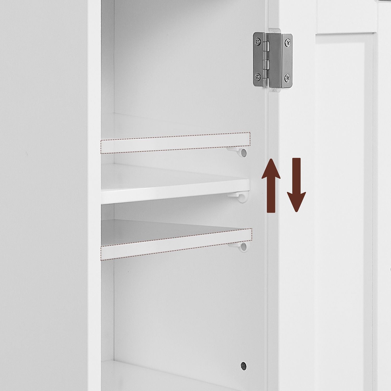 Bathroom cabinet - Narrow cupboard - With door and 2 shelves - White