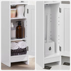 Bathroom cabinet - Narrow cupboard - With door and 2 shelves - White
