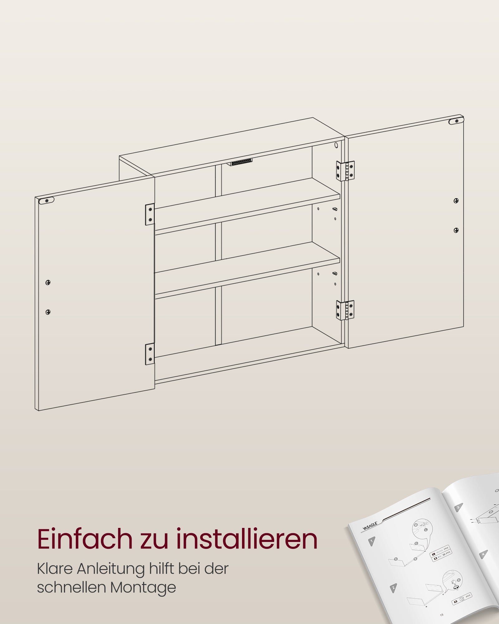 Badezimmermöbel - Wandmontage - mit verstellbaren Regalen