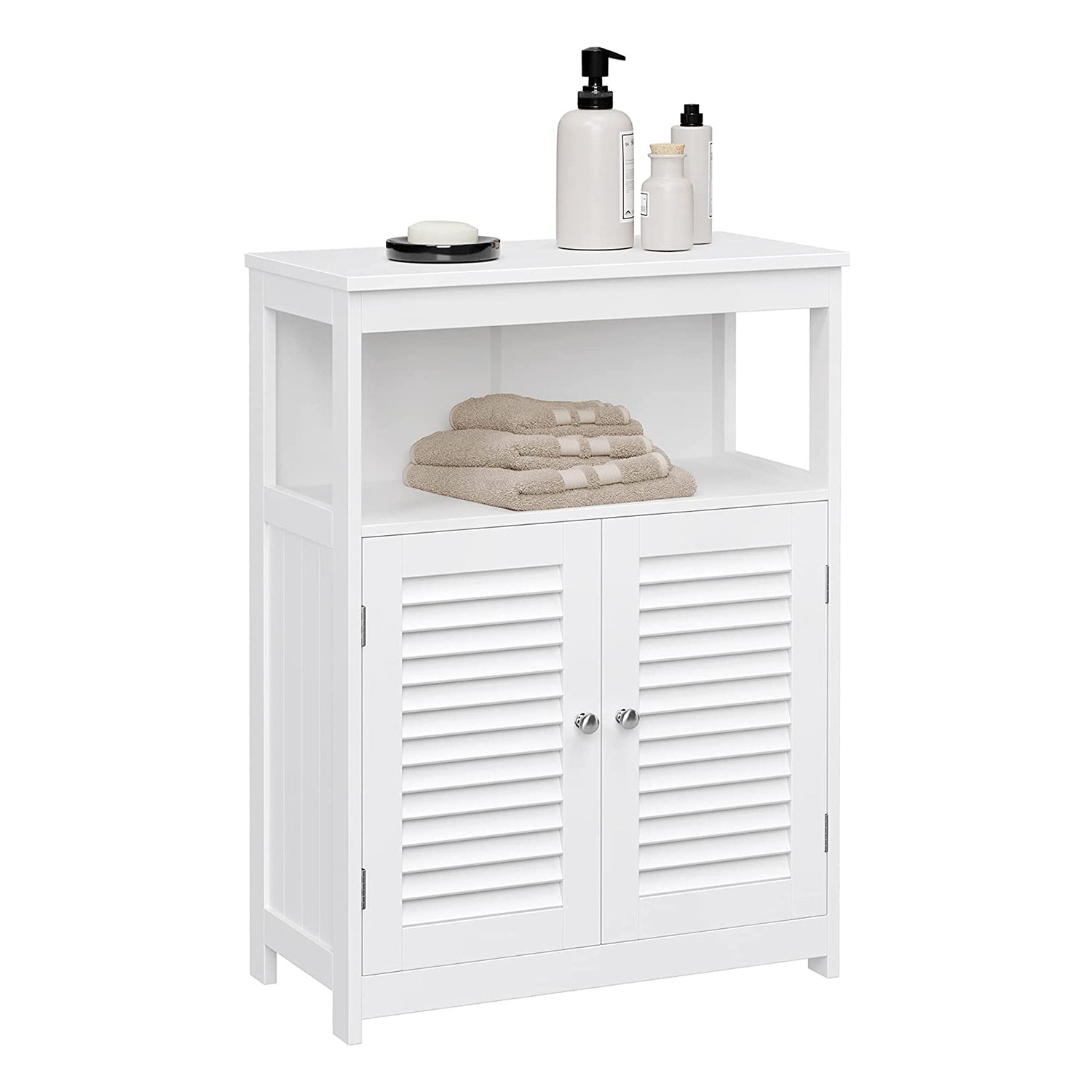 Badezimmerschrank - mit offenem Fach - Verstellbare Regale - Weiß