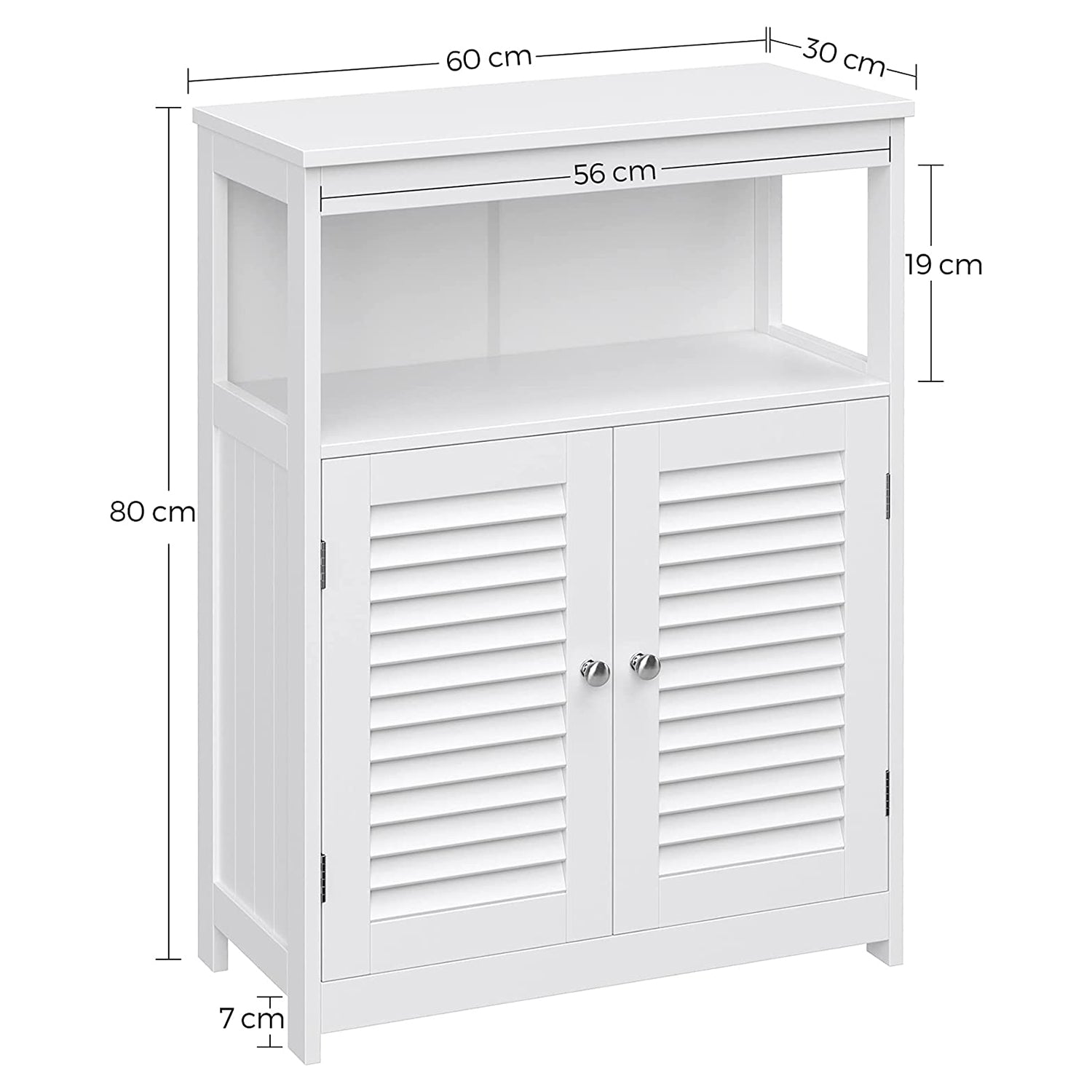 Badezimmerschrank - mit offenem Fach - Verstellbare Regale - Weiß