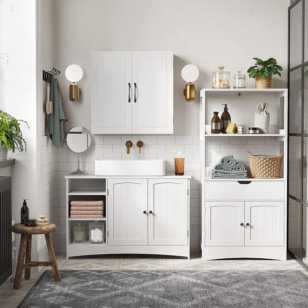 Waschbecken Möbel - extra langer Grundschrank - Badezimmermöbel - Weiß