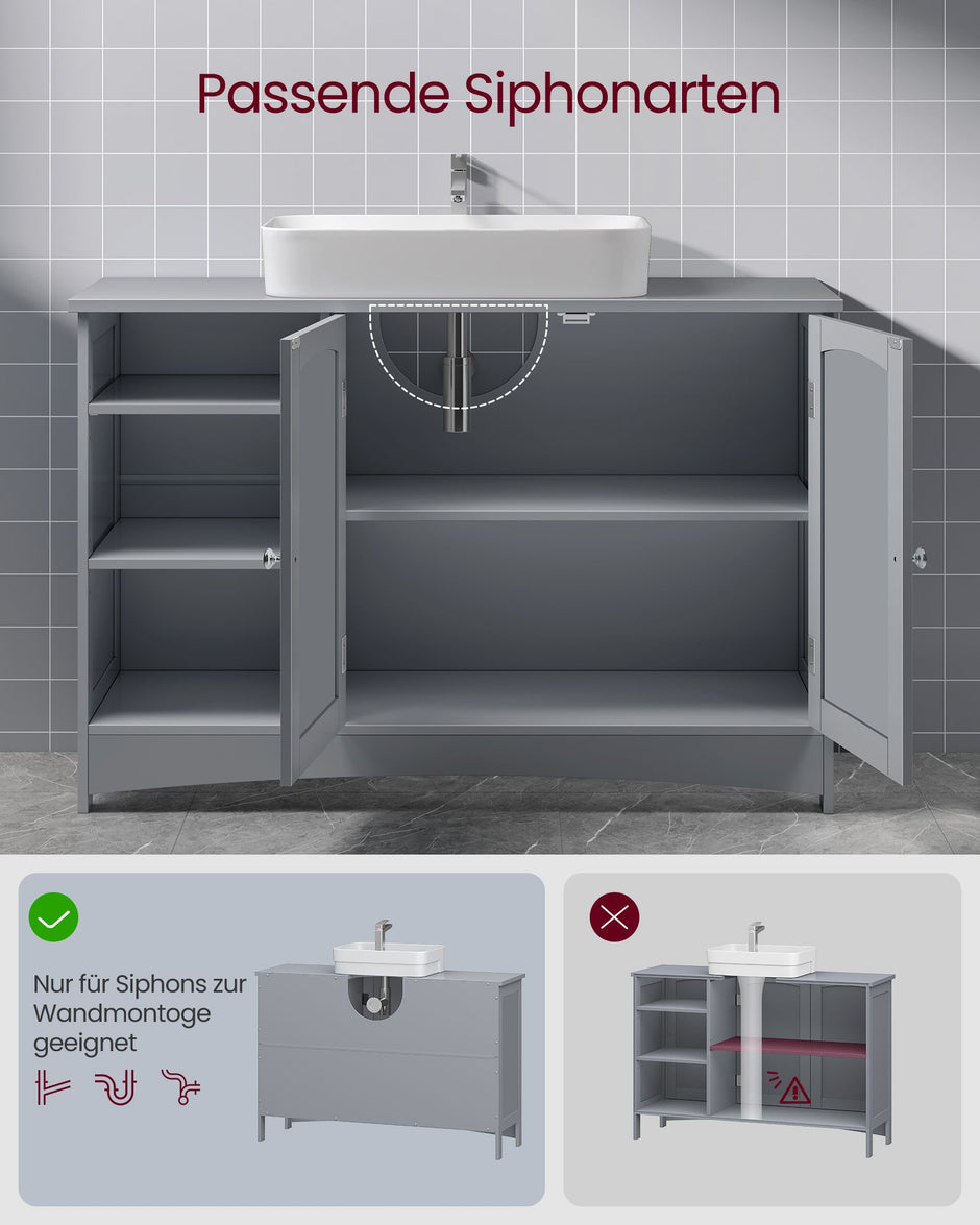 Waschbeckenschrank - extra lang - 2 Türen