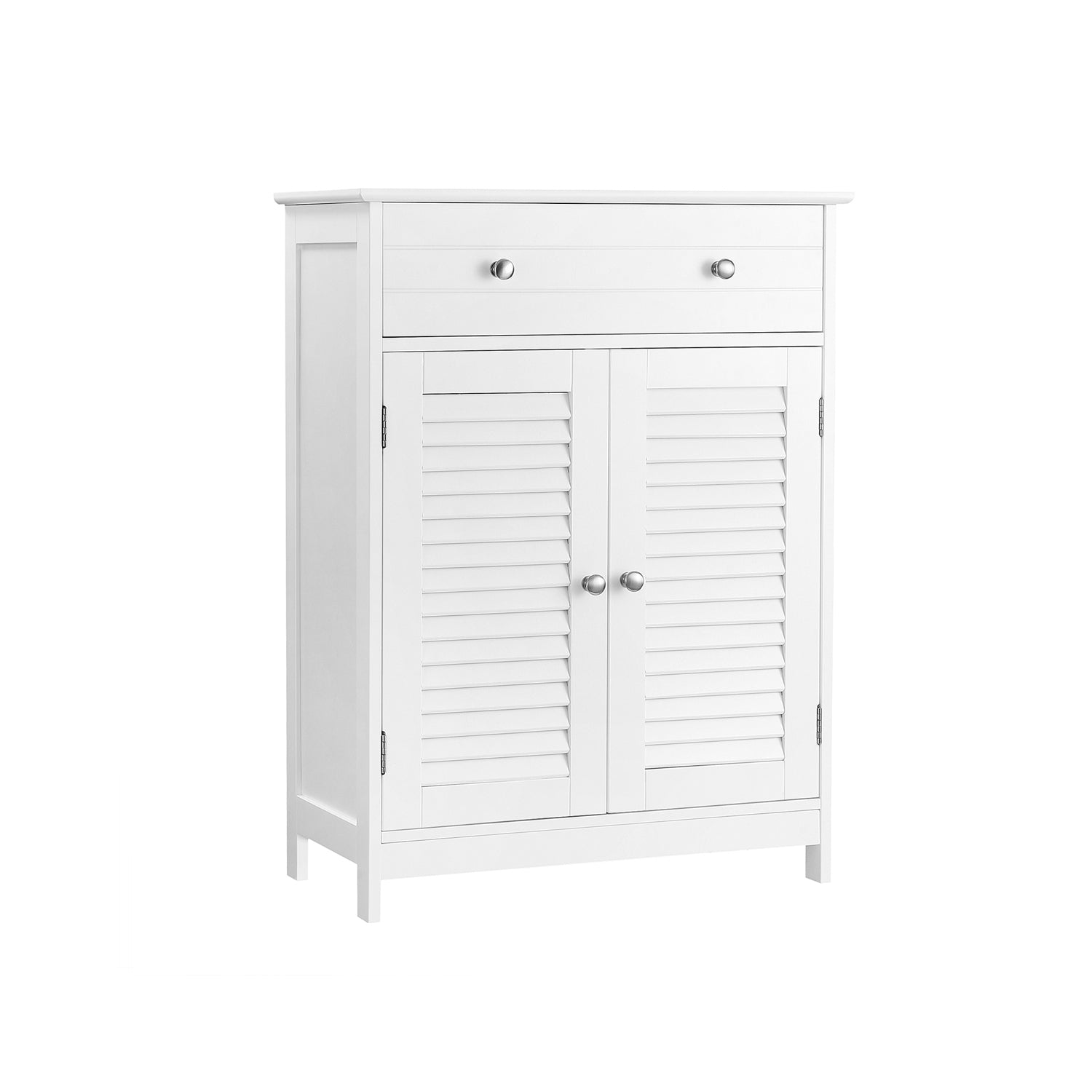 Badezimmerschrank - mit 2 Lattentüren - mit verstellbaren Regalen - Weiß