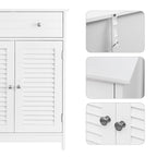 Badezimmerschrank - mit 2 Lattentüren - mit verstellbaren Regalen - Weiß